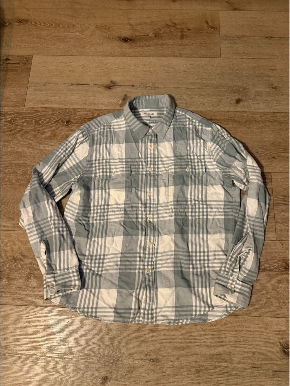 Madewell Mens Green Long Sleeve Striped Button Up Shirt Size XL